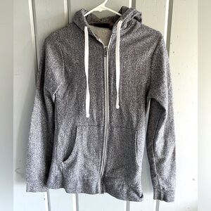 Gray/ White Full Zip Hoodie Sweatshirt Jacket